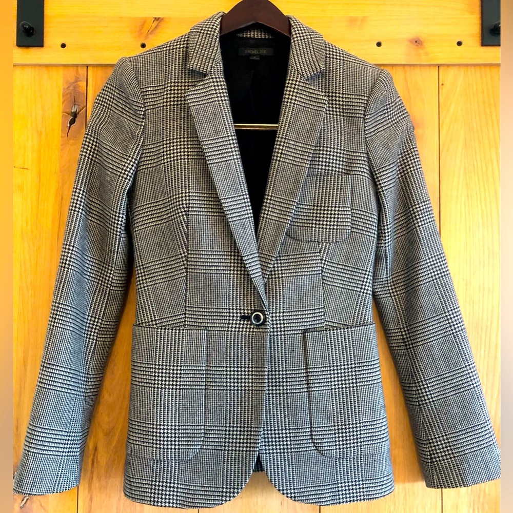 Rachel Zoe Black and Tan Plaid Blazer Size 2